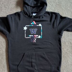 Adidas Men's Black Basketball Hoodie with Colorful Graphic. Small. Like New